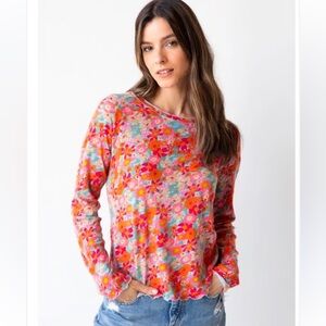 Natural life long sleeve cotton floral tee shirt